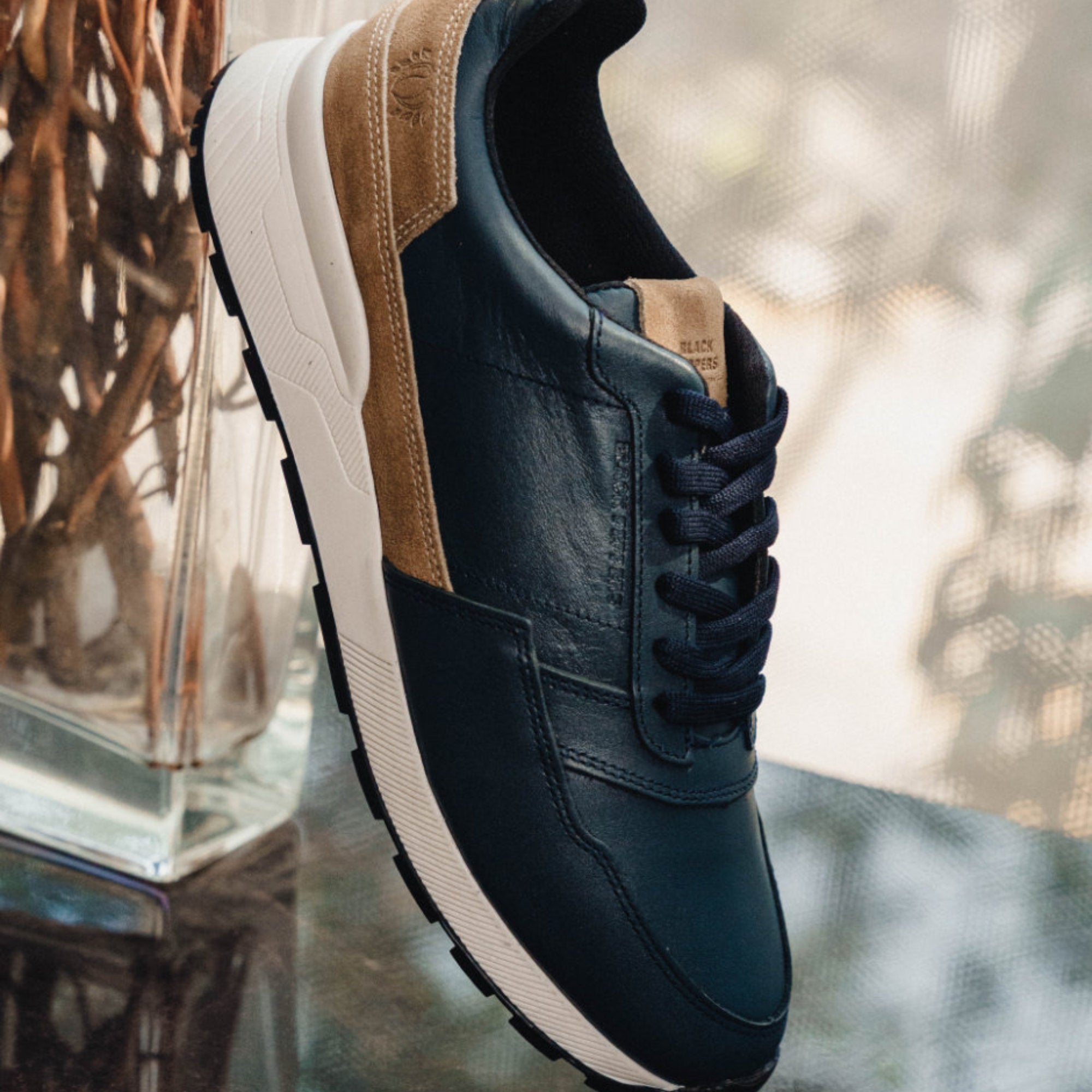 BLACK PEPPERS Trainer Leather Sneaker VERONA NAVY