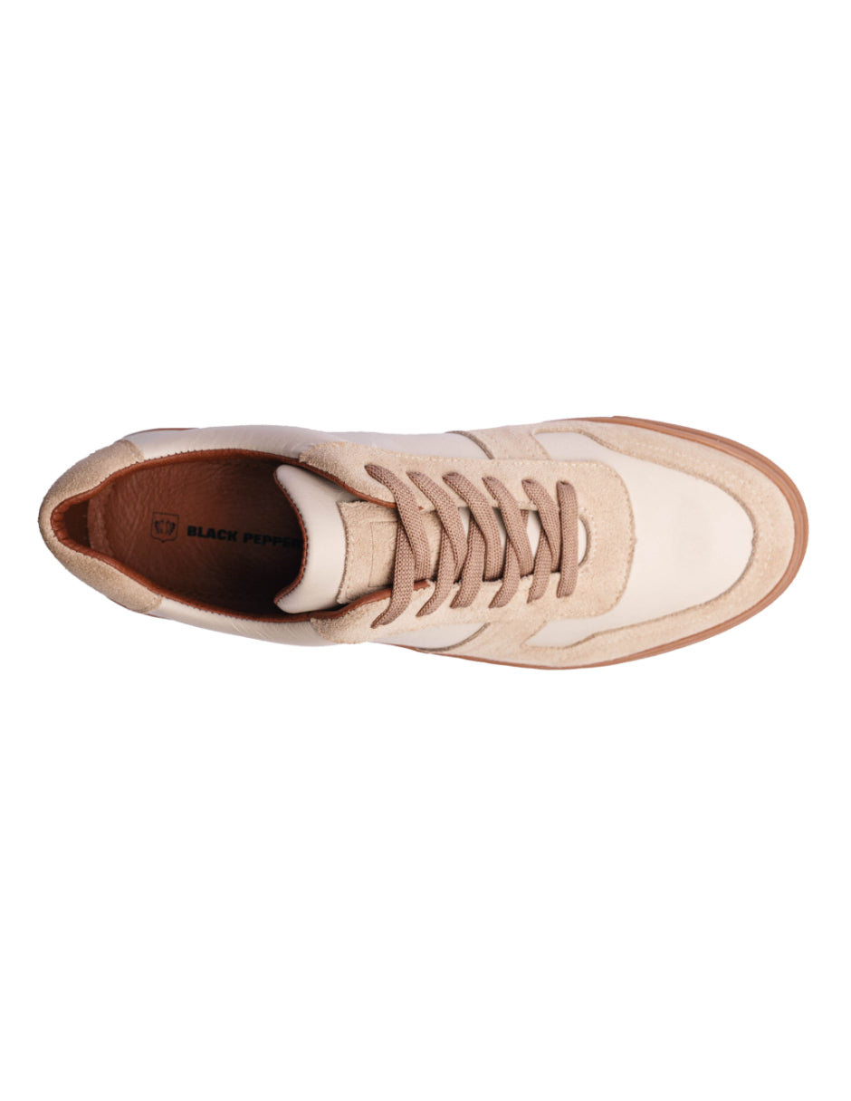 Lowtop Leather/Suede Sneaker TURIN Cream
