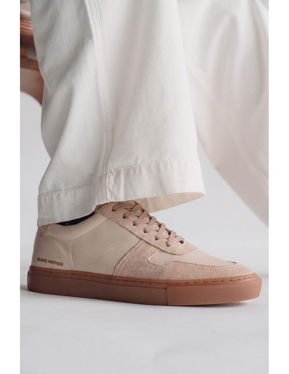 Lowtop Leather/Suede Sneaker TURIN Cream