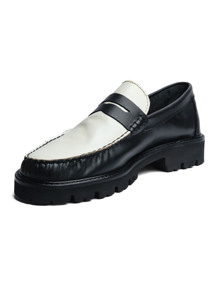Leather Loafers Black/White