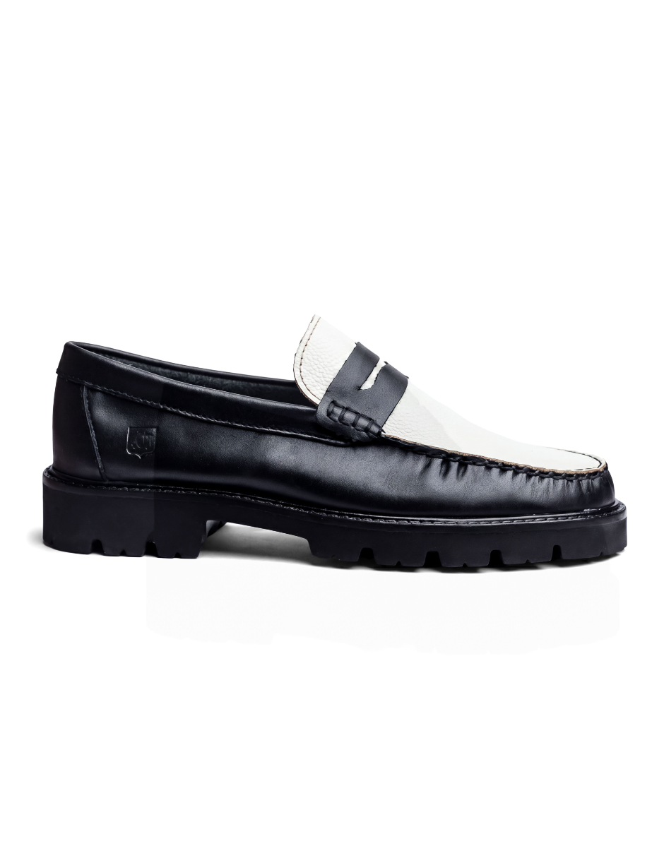 Leather Loafers Black/White