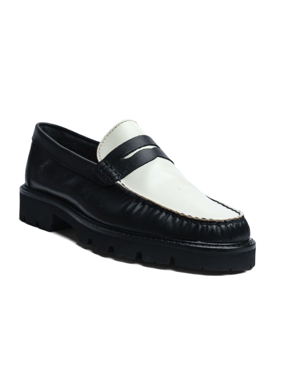 Leather Loafers Black/White