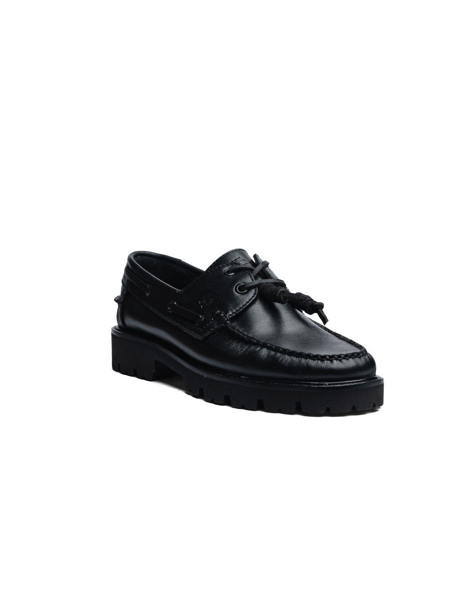 Leather Boat Shoe Black