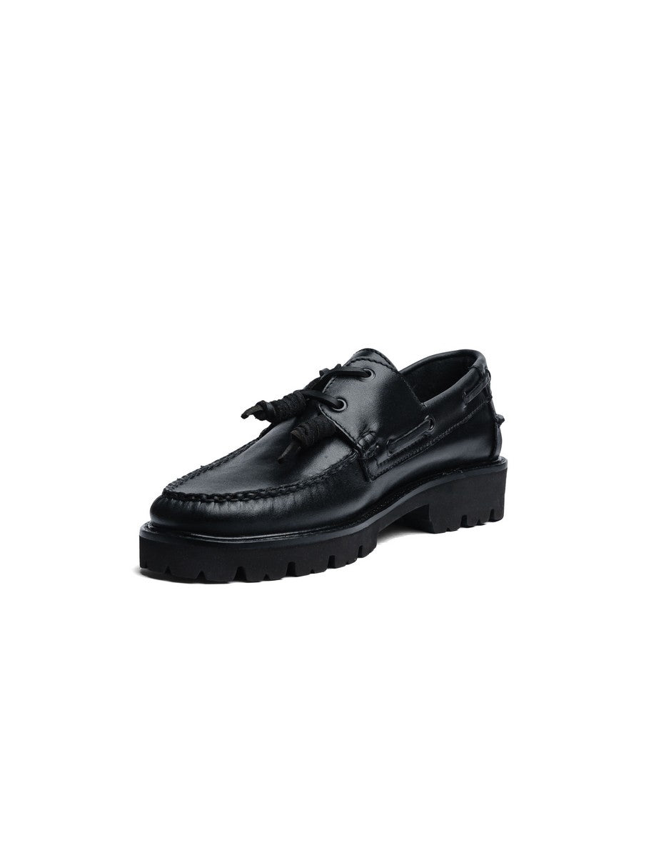 Leather Boat Shoe Black