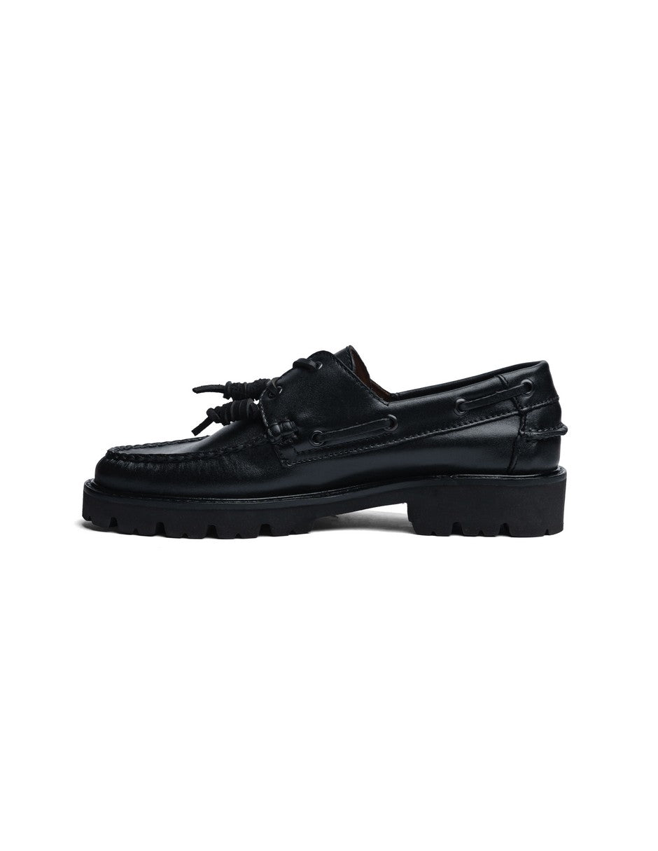 Leather Boat Shoe Black