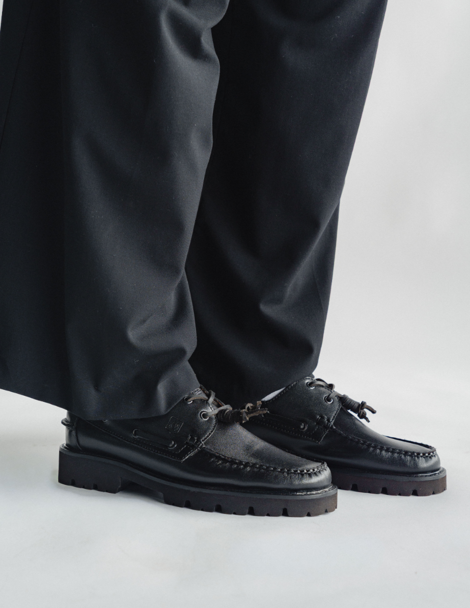 Leather Boat Shoe Black