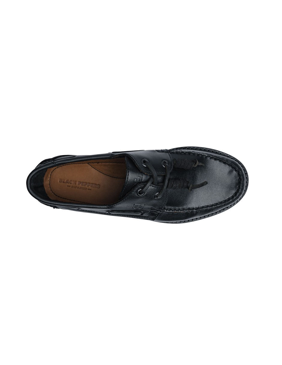 Leather Boat Shoe Black