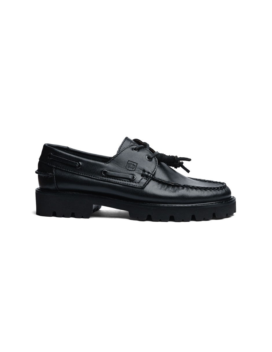 Leather Boat Shoe Black