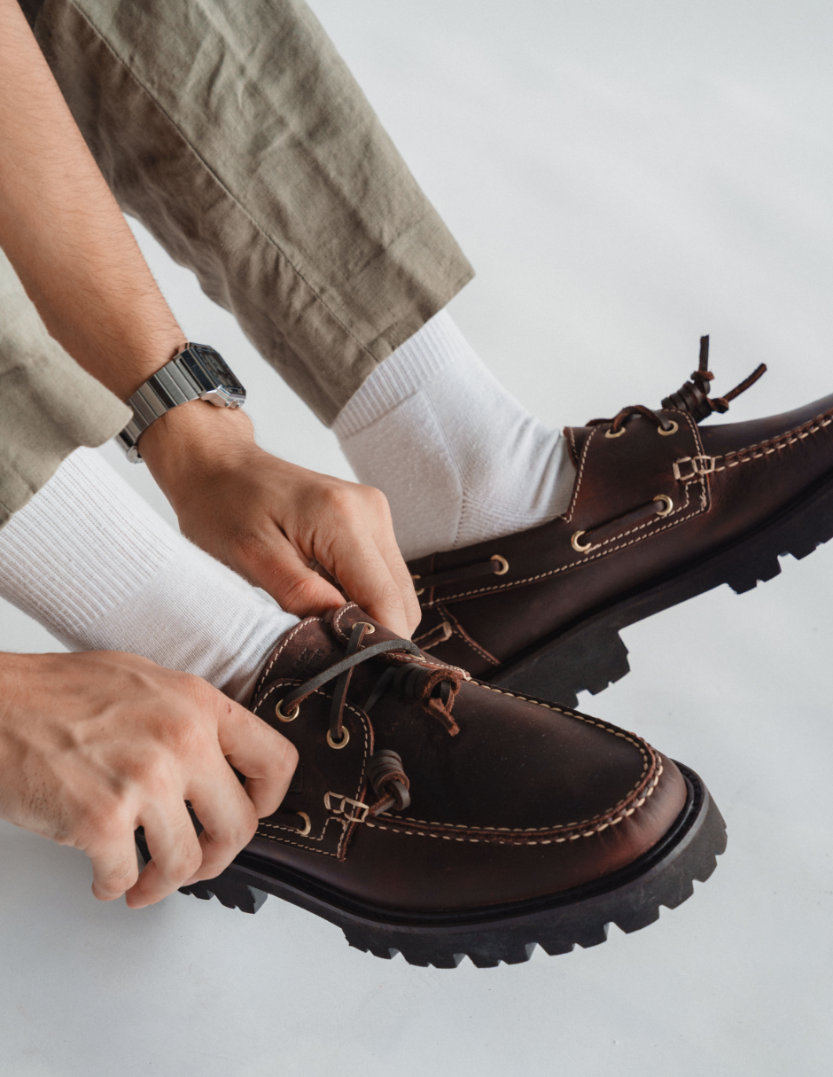 Leather Boat Shoe Wine