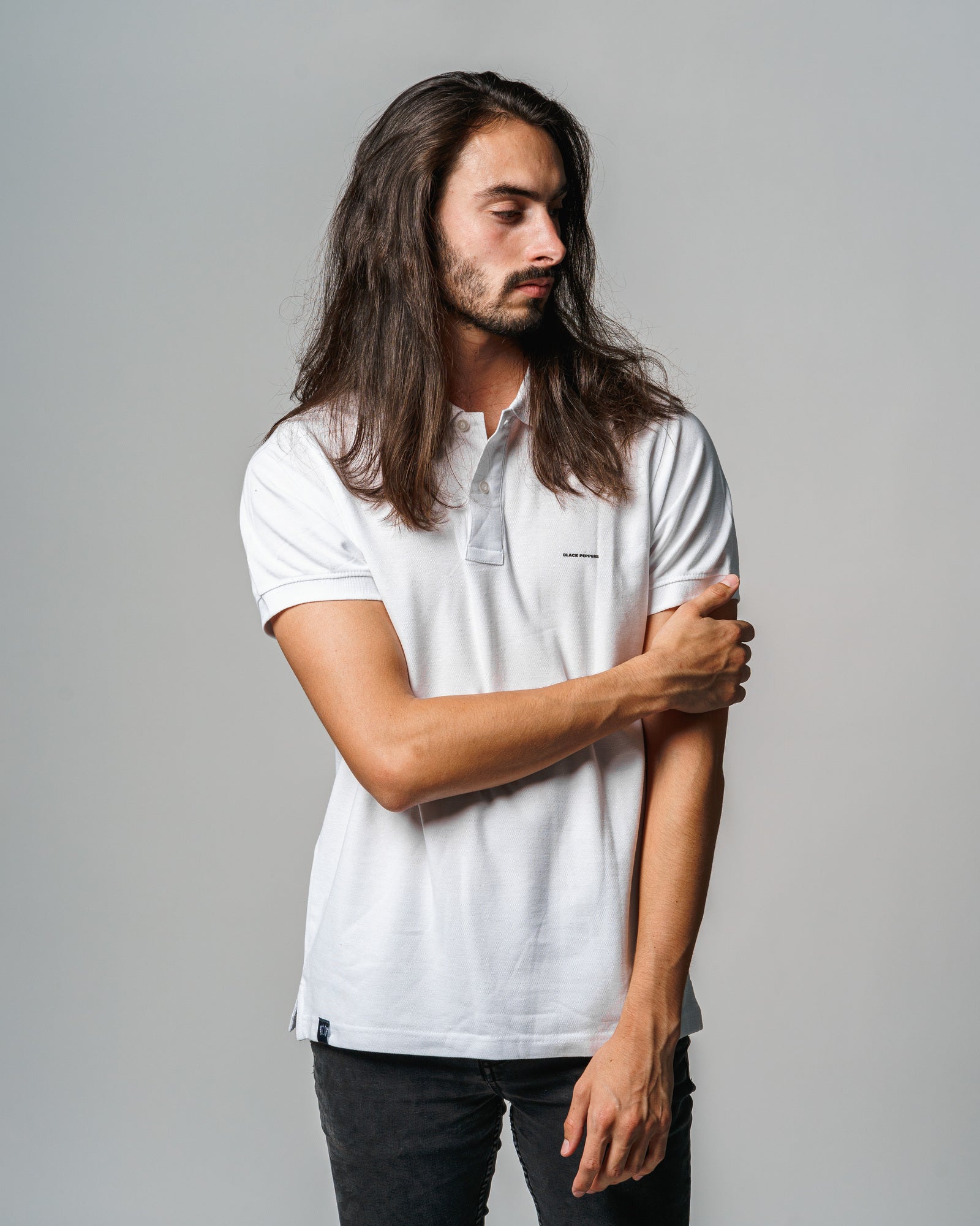 T-shirt Polo Black Peppers High Tech Hombre White