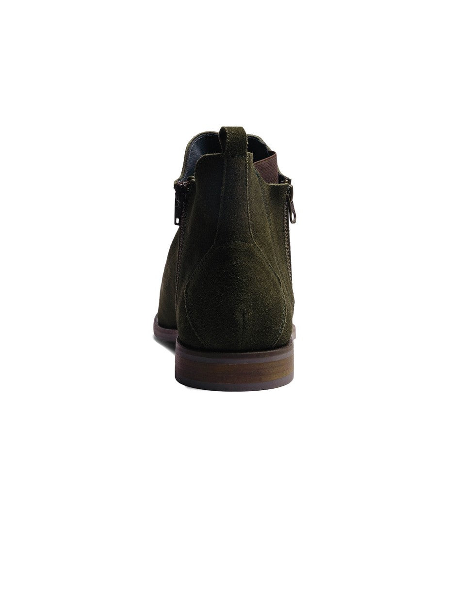 Olive Green Suede Leather ROCKSTAR CHELSEA