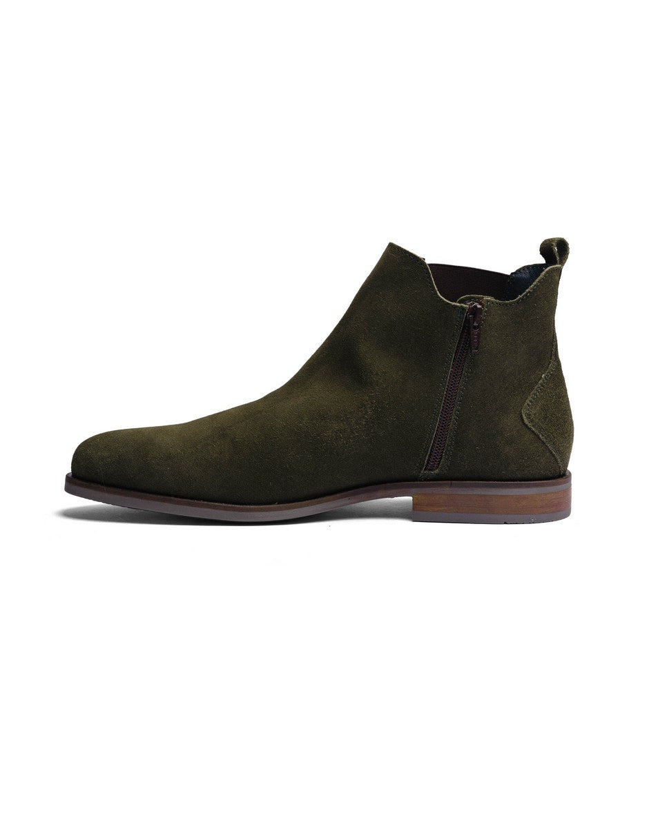 Olive Green Suede Leather ROCKSTAR CHELSEA