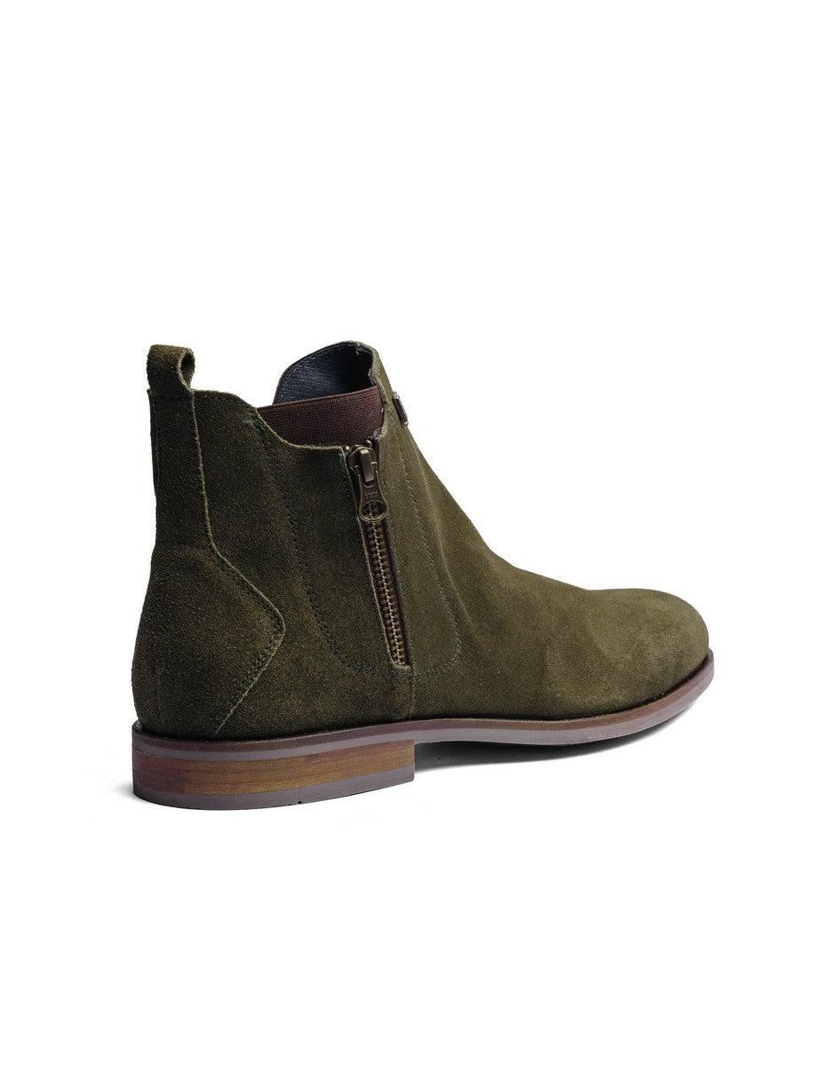 Olive Green Suede Leather ROCKSTAR CHELSEA