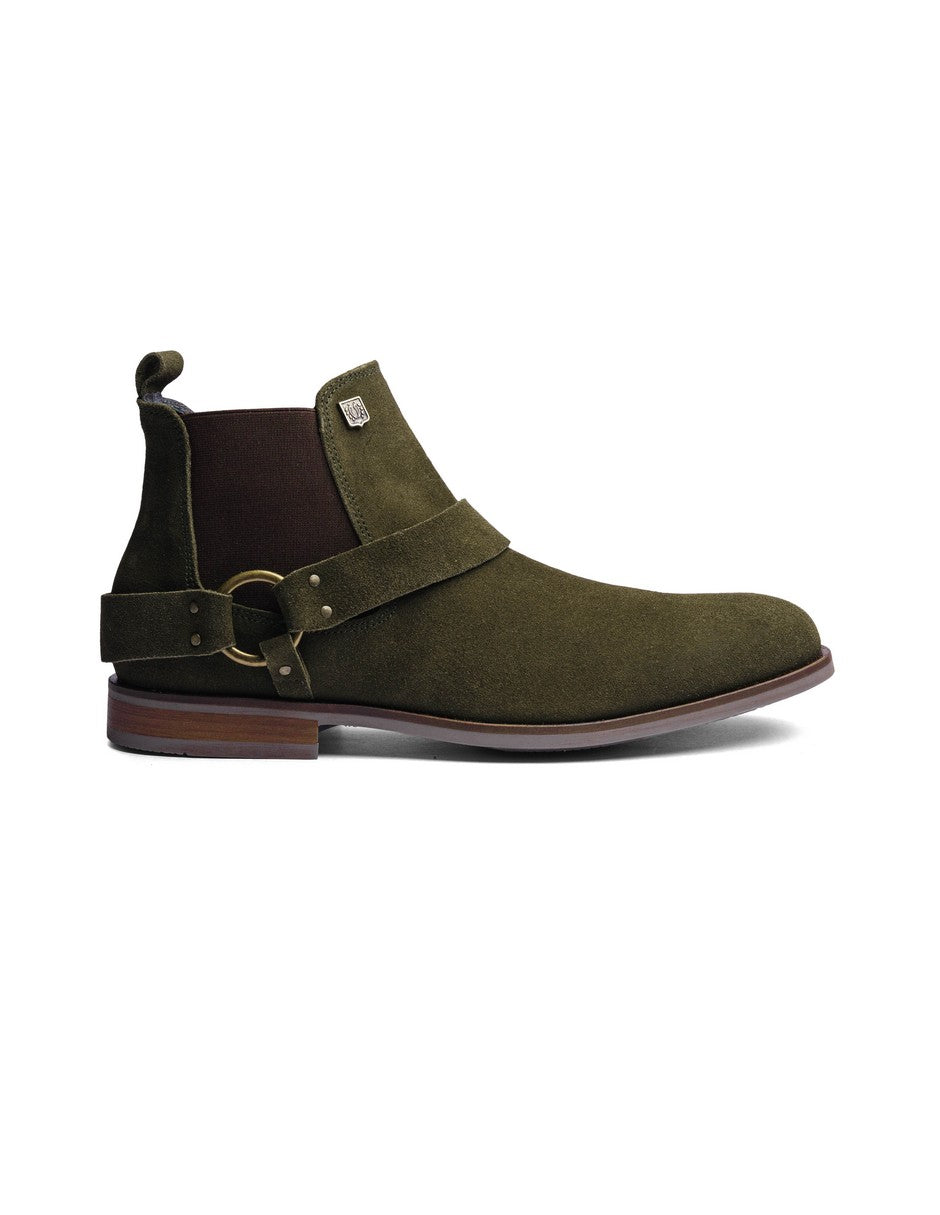 Olive Green Suede Leather LACE CHELSEA