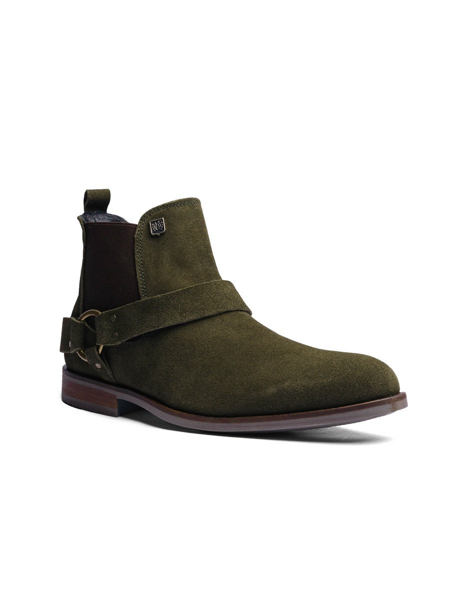 Olive Green Suede Leather LACE CHELSEA