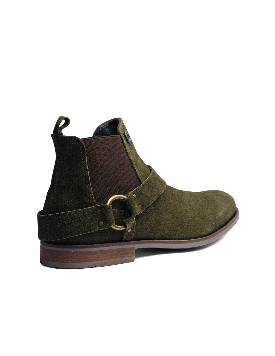 Olive Green Suede Leather LACE CHELSEA
