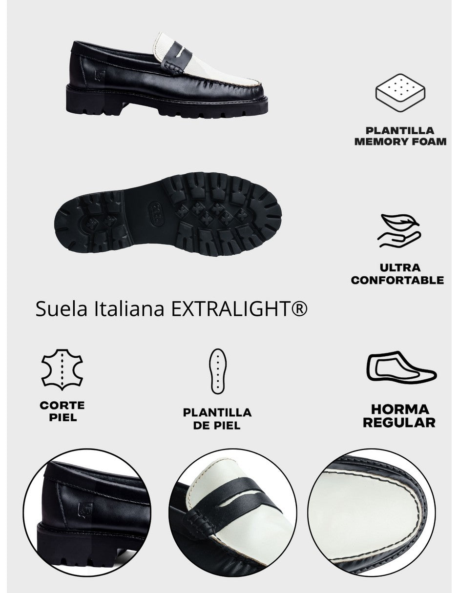 Leather Loafers Black/White